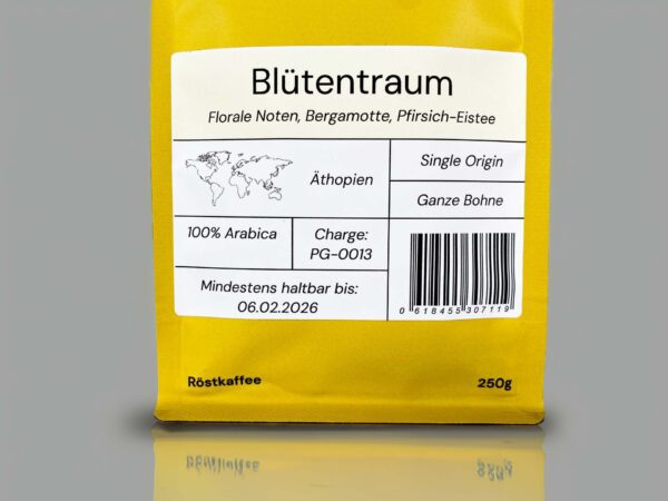 Blütentraum – 100% Arabica Single Origin Kaffee aus Äthiopien mit floralen Noten, Bergamotte und Pfirsich-Eistee.