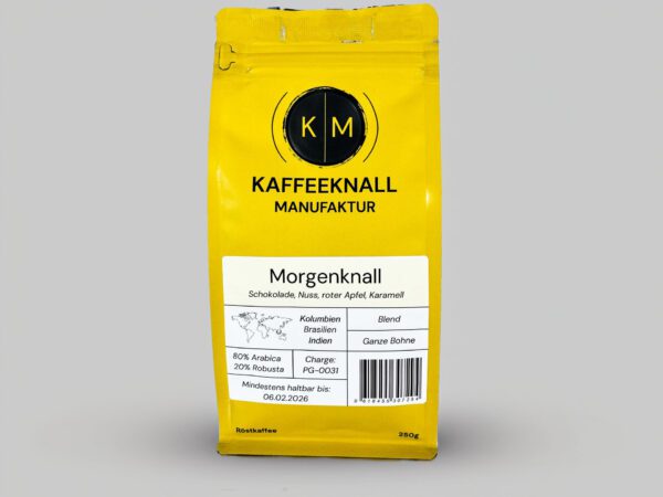 Morgenknall Kaffee in hochwertiger Verpackung – perfekt für Kaffeegenuss zu Hause oder im Büro.