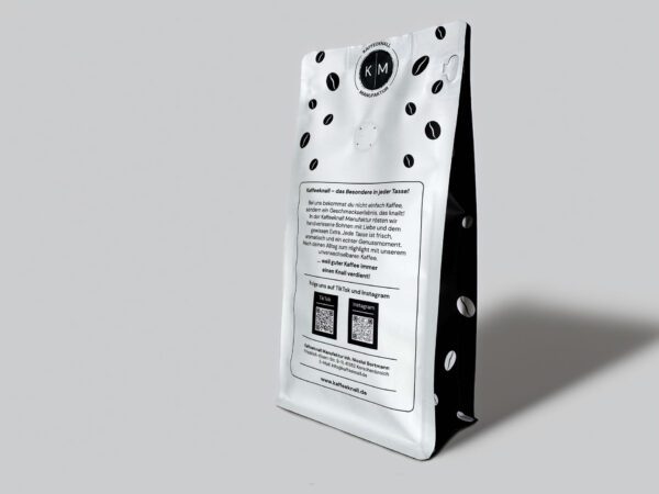 Hochwertiger Arabica-Blend Karamellknall mit Noten von Honig, Karamell und Schokolade.
