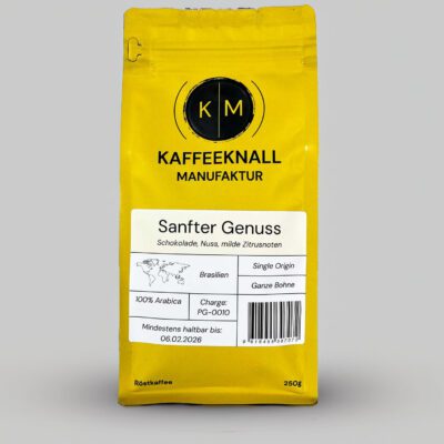 Sanfter Genuss – Brasilien Kaffee mit schokoladig-nussigem Aroma. Perfekt für Filterkaffee und French Press. Jetzt online kaufen!
