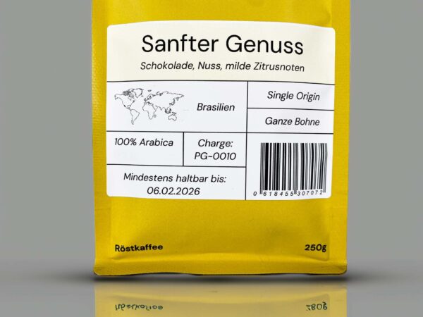 Sanfter Genuss – aromatischer Single Origin Kaffee aus Brasilien mit Noten von Schokolade, Nuss und feinen Zitrusfrüchten. Perfekt für Filterkaffee