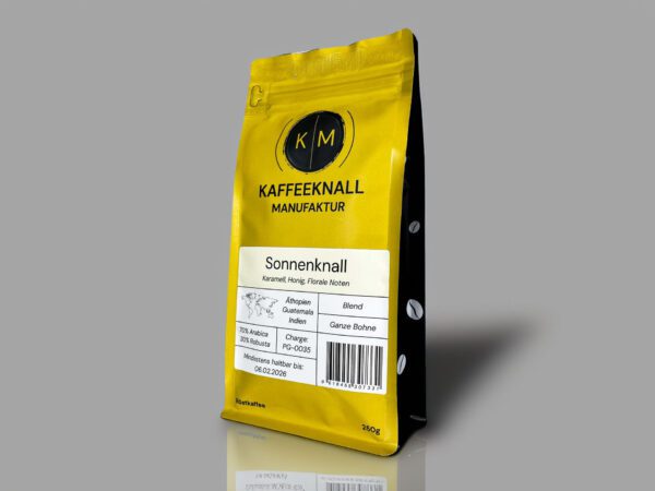 Sonnenknall – harmonischer Blend aus erlesenen Bohnen für ein vollmundiges Kaffeeerlebnis.