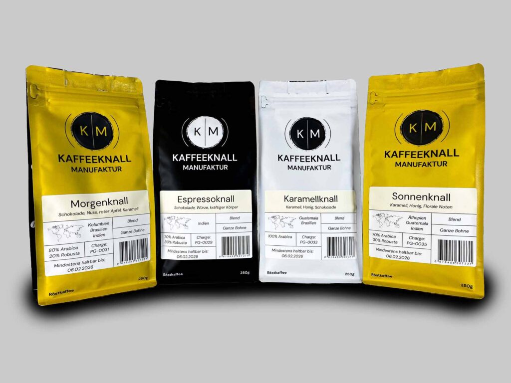 Aromenknall Set – Perfekte Mischung aus Arabica & Robusta für intensiven Genuss Aromenknall Set – Vier Premium-Kaffees für Siebträger, Vollautomat & Filtermethoden