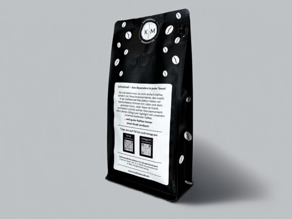 Aurora Espresso von Kaffeeknall – Rückseite der Verpackung mit Infos zur Rösterei