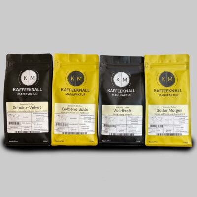 Espresso Explorer Set Kaffeeknall – Probierpaket mit 4 Kaffees, Frontansicht